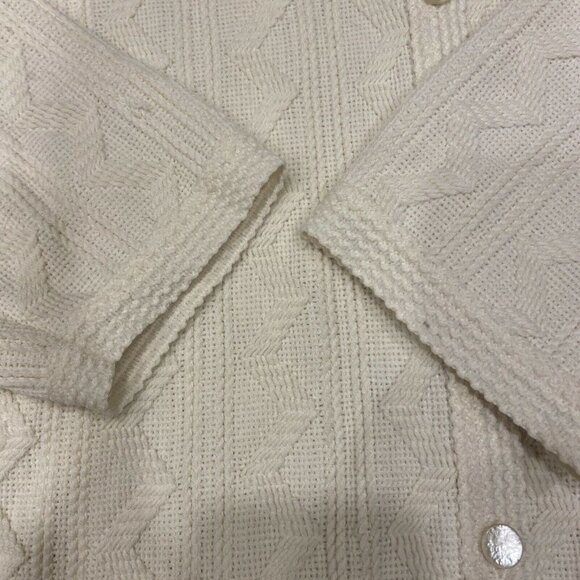 St Michael Cream Button Up Cardigan Women's EU L/XL Knit Acrylic Cable England - Picture 4 of 7